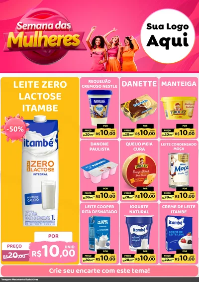 Modelo de Encarte para Encarte A4 Vertical com o tema Semana das Mulheres para Frios e Laticínios