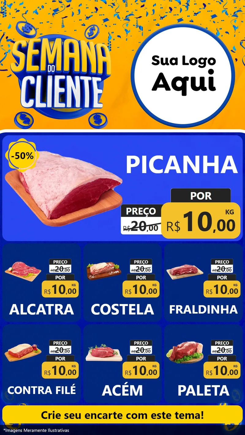 Modelo de Rede Social para Stories com o tema Semana do Cliente para Açougue