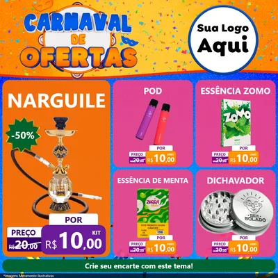 Modelo de Rede Social para Feed Facebook com o tema Carnaval de Ofertas para Tabacaria