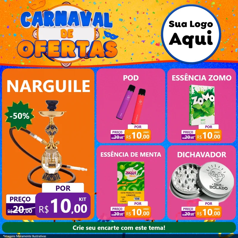 Modelo de Rede Social para Feed Facebook com o tema Carnaval de Ofertas para Tabacaria