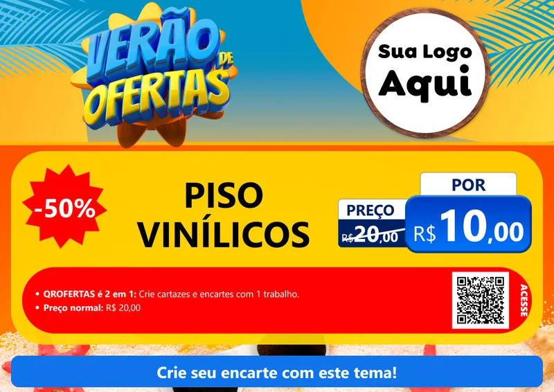 Modelo de Cartaz para Cartaz A4 Horizontal com o tema Verão de Ofertas para Material para Construção