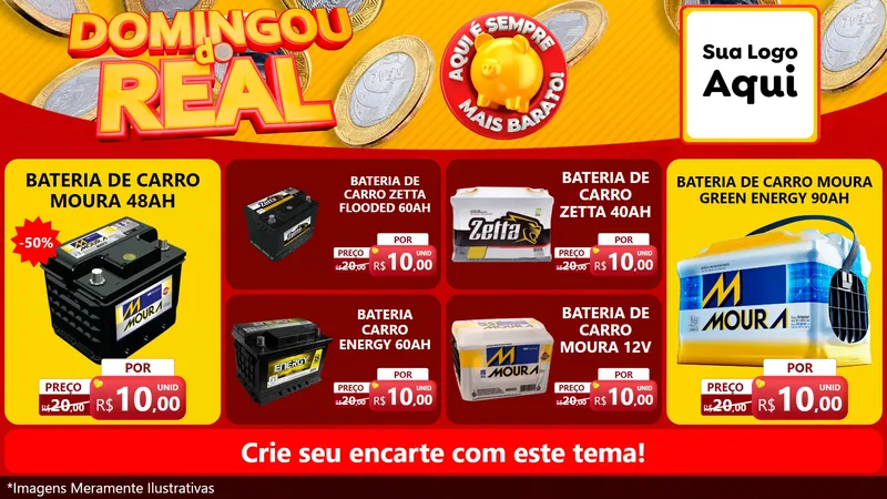 Modelo de TV para TV Horizontal com o tema Domingou do Real para Baterias Elétricas