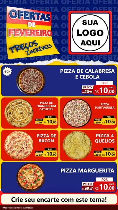 Modelo de TV para TV Vertical com o tema Ofertas de Fevereiro - Preços Incríveis para Pizzaria