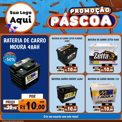 Modelo de Rede Social para Feed Facebook com o tema Promoção Páscoa para Baterias Elétricas