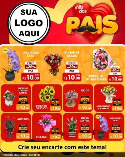 Modelo de Rede Social para Feed Instagram com o tema Mês Dos Pais para Floricultura e jardim