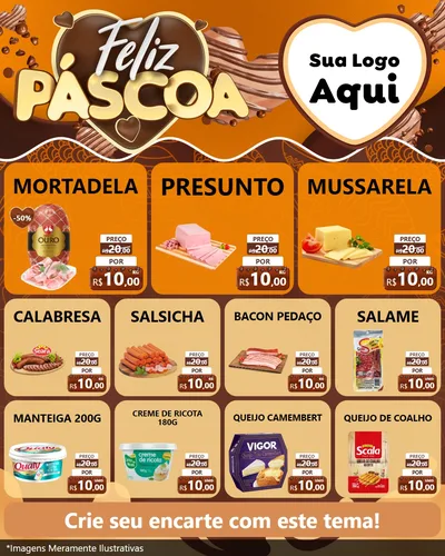 Modelo de Rede Social para Feed Instagram com o tema Feliz Páscoa para Frios e Laticínios