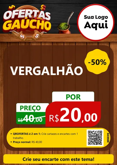 Modelo de Cartaz para Cartaz A4 Vertical com o tema Ofertas Dia do Gaúcho para Ferragens