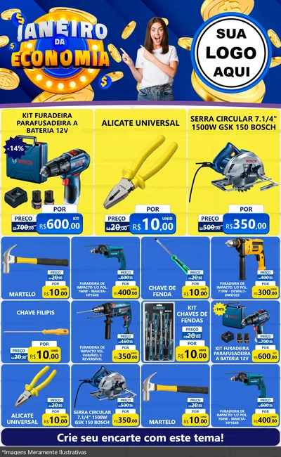 Modelo de Encarte para Encarte Grande com o tema Janeiro da Economia para Maquinas e Ferramentas