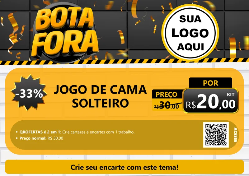 Modelo de Cartaz para Cartaz A4 Horizontal com o tema Bota Fora para Cama, Mesa e Banho