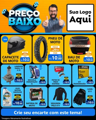 Modelo de Rede Social para Feed Instagram com o tema Preço Baixo para Moto peças
