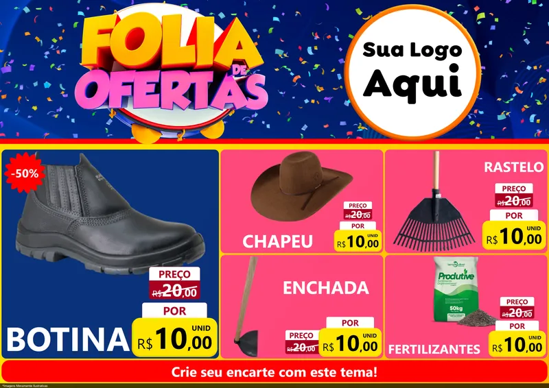 Modelo de Encarte para Encarte A4 Horizontal com o tema Folia de Ofertas para Agropecuária