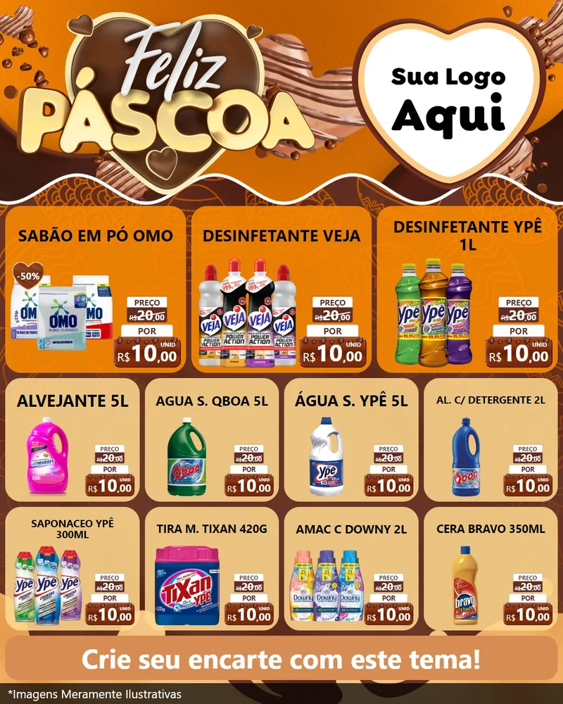 Modelo de Rede Social para Feed Instagram com o tema Feliz Páscoa para Produtos de Limpeza