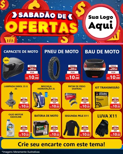 Modelo de Rede Social para Feed Instagram com o tema Sabadão de Ofertas para Moto peças