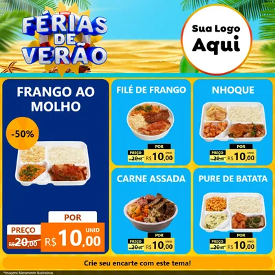 Modelo de Rede Social para Feed Facebook com o tema Férias de Verão para Restaurante