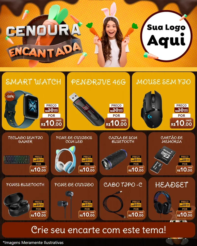 Modelo de Rede Social para Feed Instagram com o tema Cenoura Encantada - Páscoa para Informática