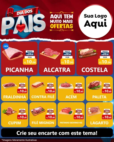 Modelo de Rede Social para Feed Instagram com o tema Dia dos Pais para Açougue