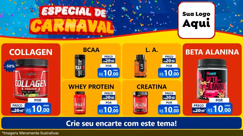 Modelo de TV para TV Horizontal com o tema Especial de Carnaval para Suplementos alimentares