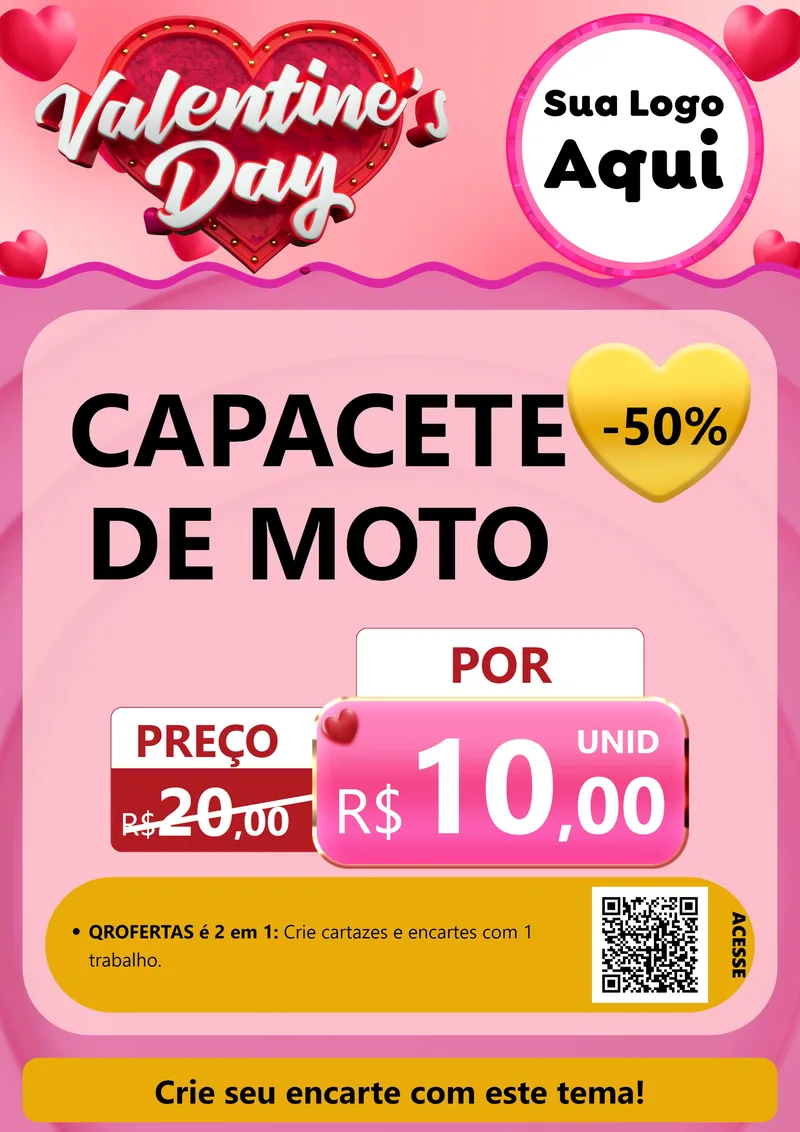 Modelo de Cartaz para Cartaz A4 Vertical com o tema Valentine's Day para Moto peças