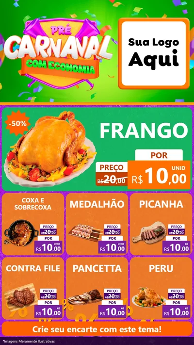 Modelo de Rede Social para Stories com o tema Pré-Carnaval Com Economia para Assados