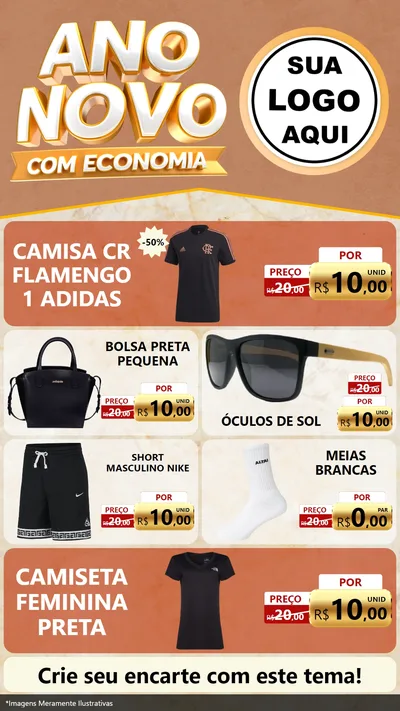 Modelo de TV para TV Vertical com o tema Ano Novo Com Economia para Roupas e acessórios