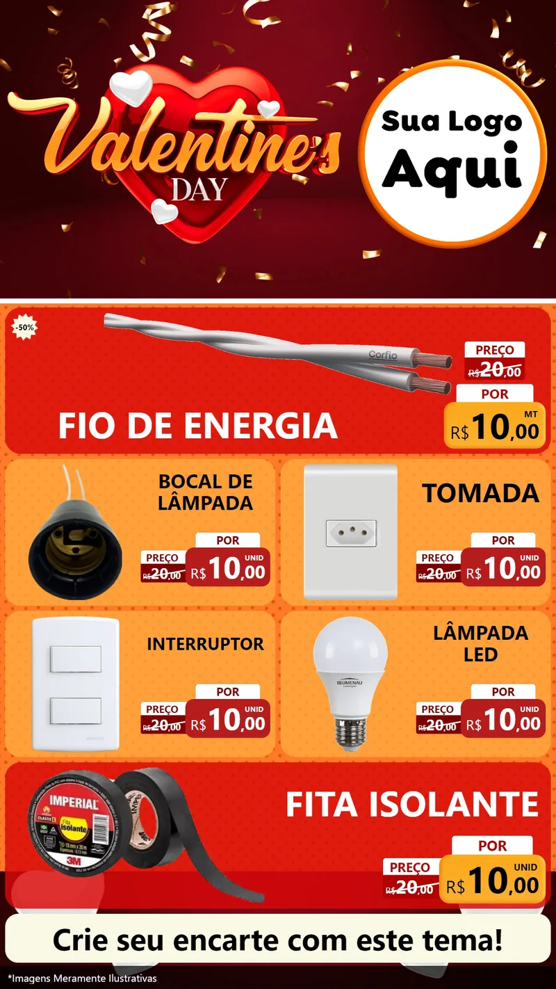 Modelo de TV para TV Vertical com o tema Valentine's Day para Materiais Elétricos