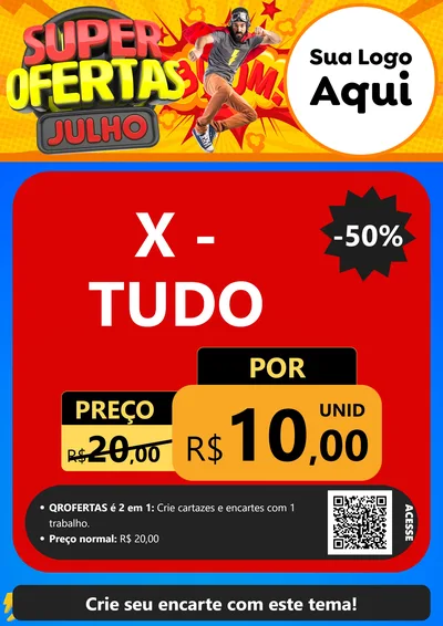 Modelo de Cartaz para Cartaz A4 Vertical com o tema Super Ofertas Julho para Hamburgueria