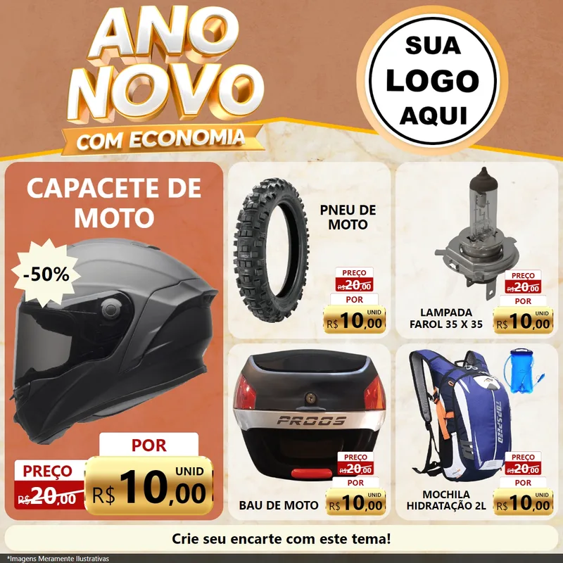 Modelo de Rede Social para Feed Facebook com o tema Ano Novo Com Economia para Moto peças