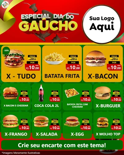 Modelo de Rede Social para Feed Instagram com o tema Especial Dia do Gaúcho para Hamburgueria