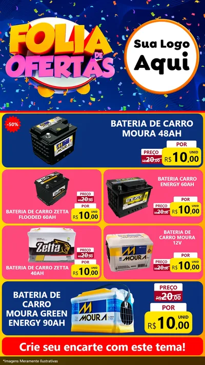 Modelo de TV para TV Vertical com o tema Folia de Ofertas para Baterias Elétricas