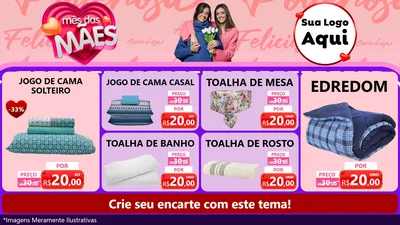 Modelo de TV para TV Horizontal com o tema Mês Das Mães para Cama, Mesa e Banho