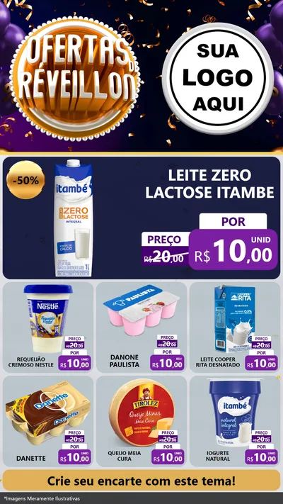 Modelo de Rede Social para Stories com o tema Ofertas de Réveillon para Frios e Laticínios