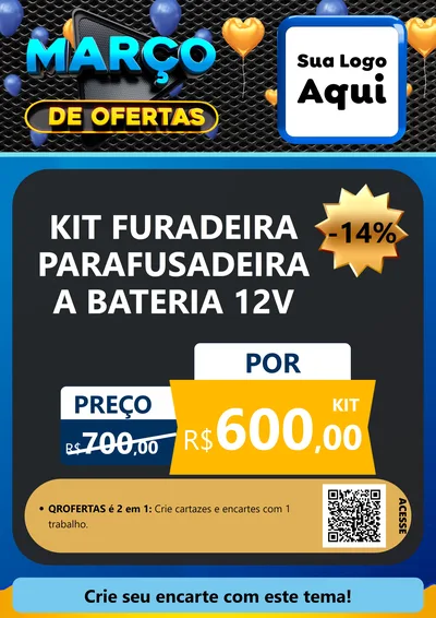 Modelo de Cartaz para Cartaz A4 Vertical com o tema Março de Ofertas para Maquinas e Ferramentas