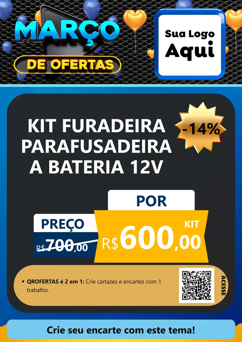 Modelo de Cartaz para Cartaz A4 Vertical com o tema Março de Ofertas para Maquinas e Ferramentas