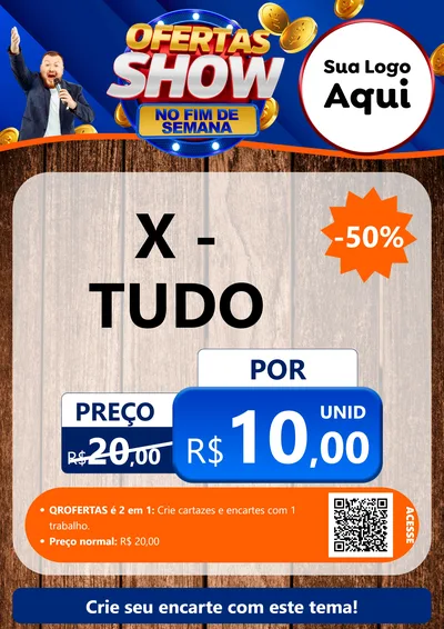 Modelo de Cartaz para Cartaz A4 Vertical com o tema Ofertas Show No Fim De Semana para Hamburgueria