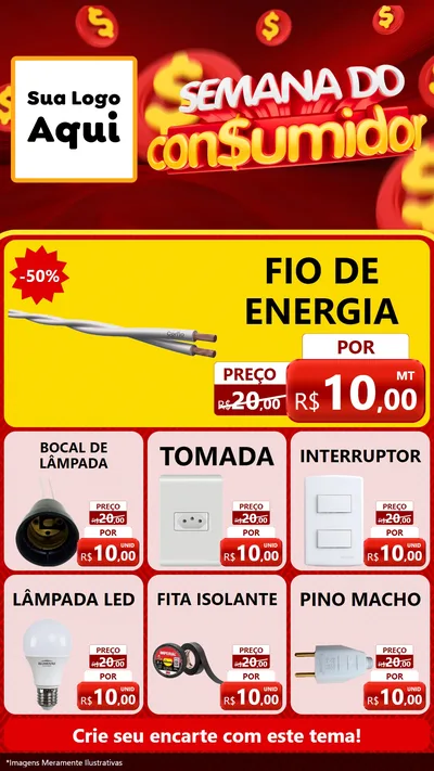 Modelo de Rede Social para Stories com o tema Semana do Consumidor para Materiais Elétricos
