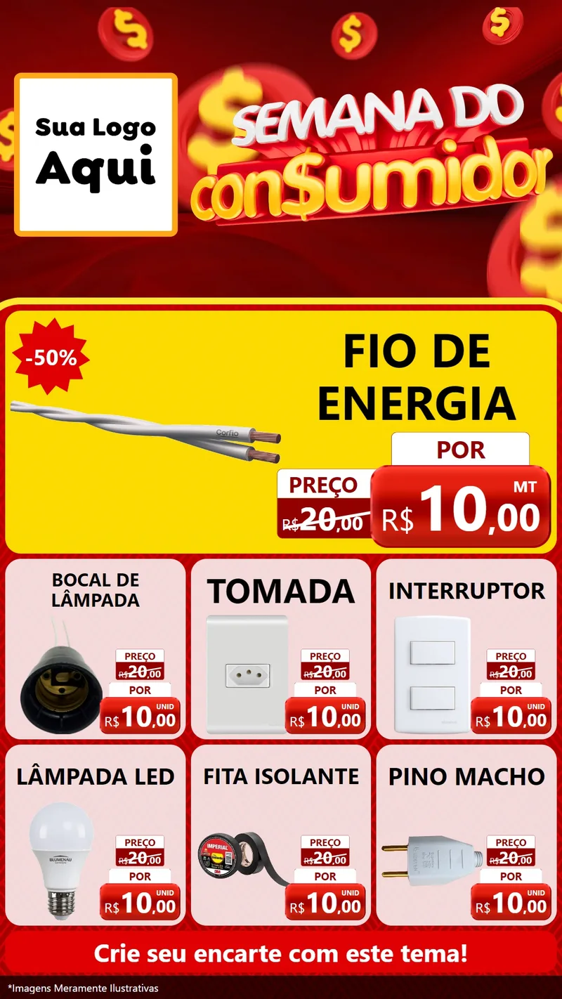 Modelo de Rede Social para Stories com o tema Semana do Consumidor para Materiais Elétricos