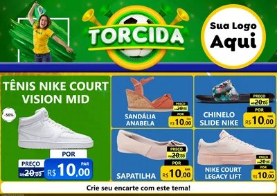 Modelo de Encarte para Encarte A4 Horizontal com o tema Torcida para Calçados
