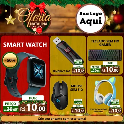 Modelo de Rede Social para Feed Facebook com o tema Ofertas Natalina para Informática