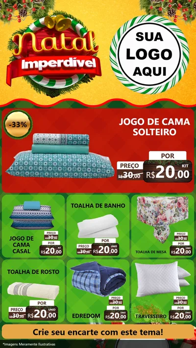 Modelo de Rede Social para Stories com o tema Natal Imperdível para Cama, Mesa e Banho