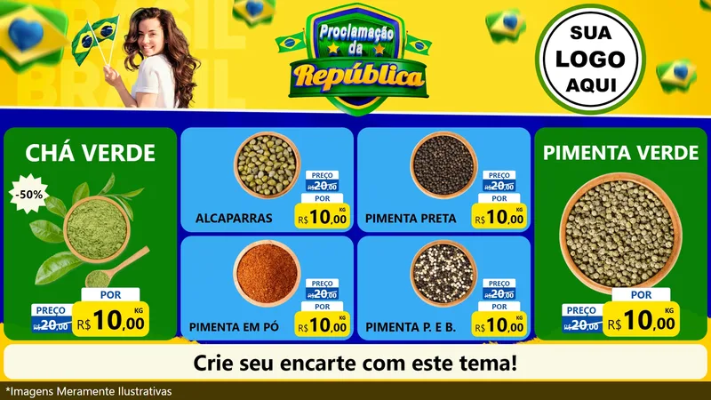 Modelo de TV para TV Horizontal com o tema Proclamação da República para Produtos Naturais