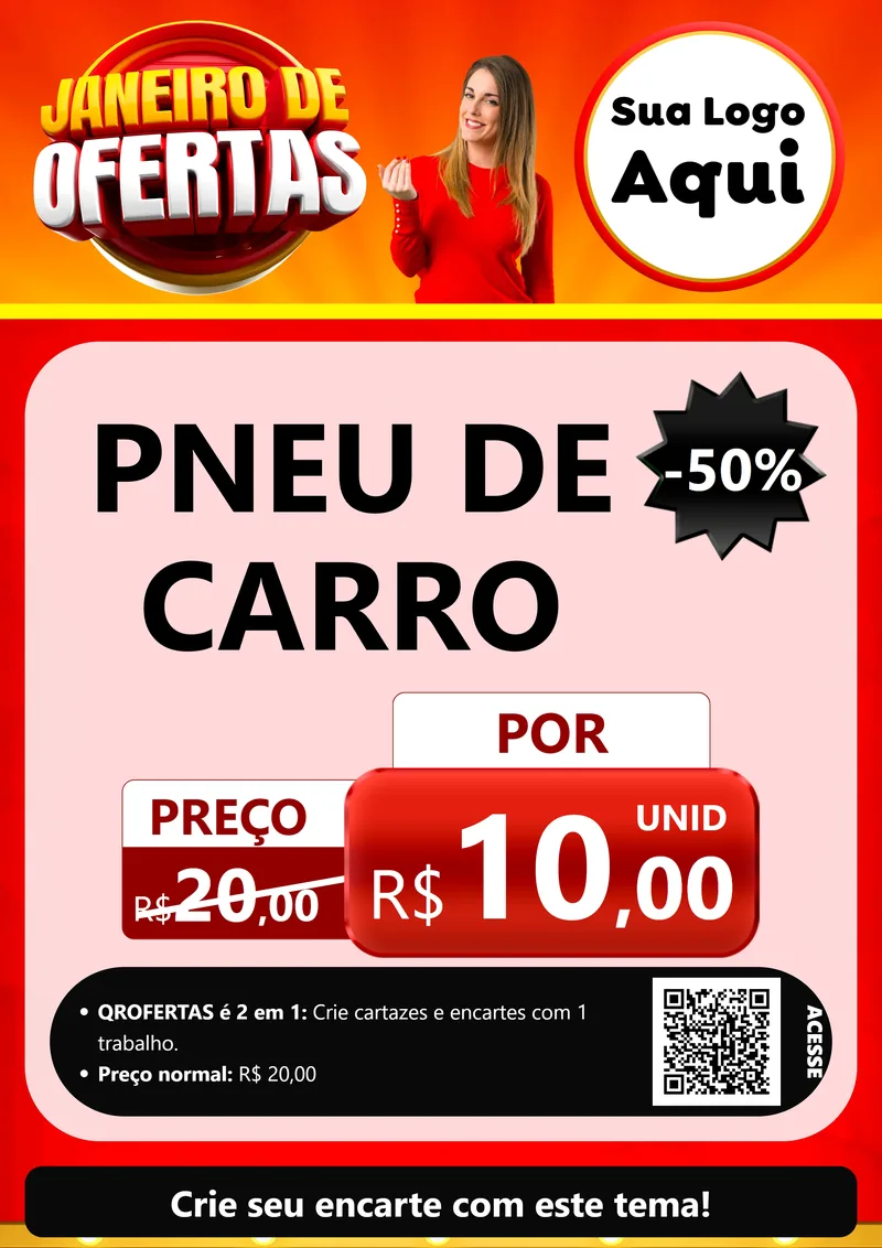 Modelo de Cartaz para Cartaz A4 Vertical com o tema Janeiro de Ofertas para Auto peças