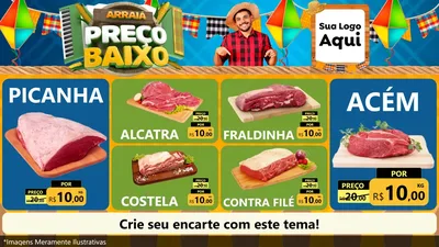 Modelo de TV para TV Horizontal com o tema Arraiá de Preço Baixo - Junina para Açougue