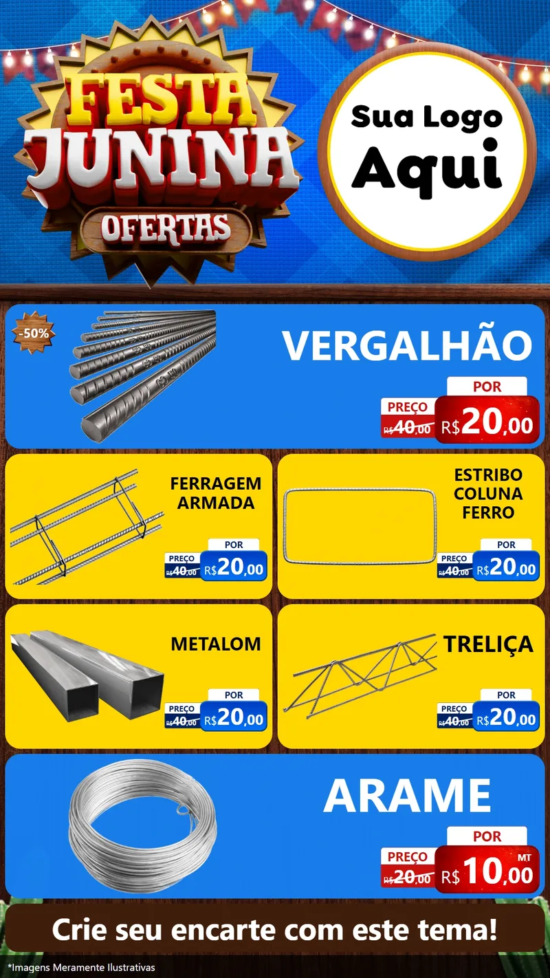 Modelo de TV para TV Vertical com o tema Festa Junina Ofertas para Ferragens