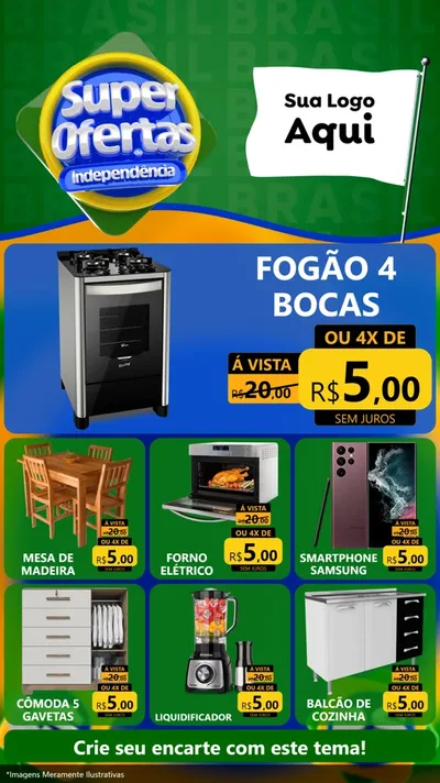 Modelo de Rede Social para Stories com o tema Super Ofertas de Independência para Móveis e Eletro
