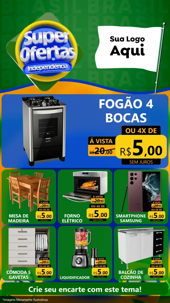 Modelo de Rede Social para Stories com o tema Super Ofertas de Independência para Móveis e Eletro