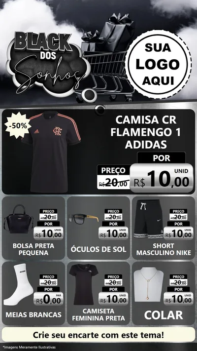 Modelo de Rede Social para Stories com o tema Black dos Sonhos para Roupas e acessórios