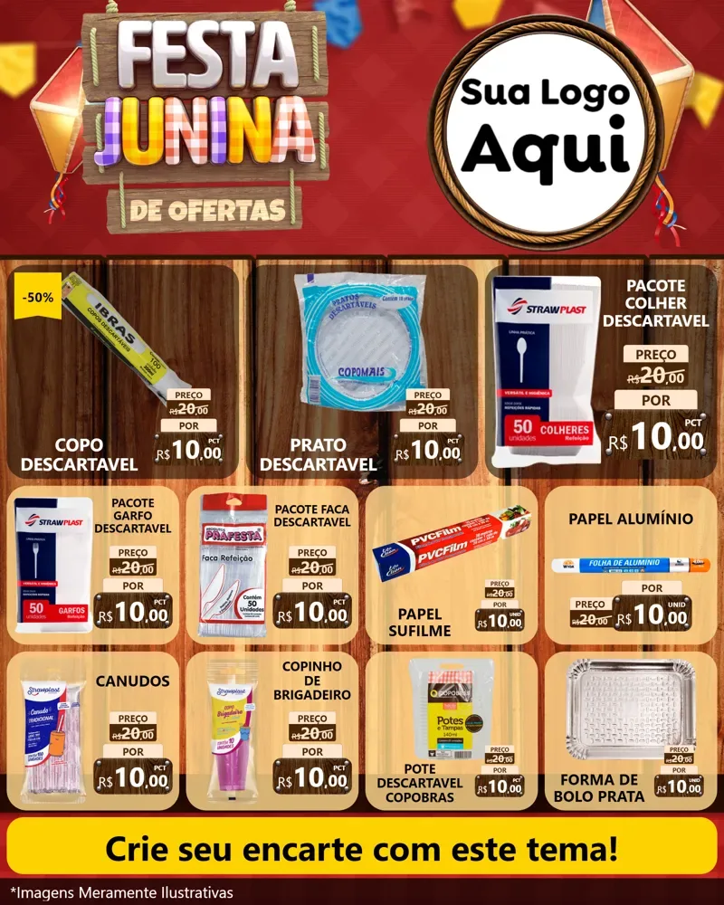 Modelo de Rede Social para Feed Instagram com o tema Festa Junina de Ofertas para Embalagens