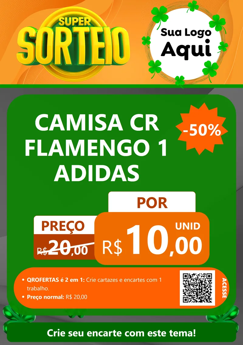 Modelo de Cartaz para Cartaz A4 Vertical com o tema Super Sorteio para Roupas e acessórios