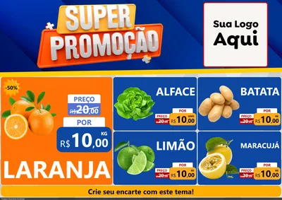 Modelo de Encarte para Encarte A4 Horizontal com o tema Super Promoção para Hortifrúti