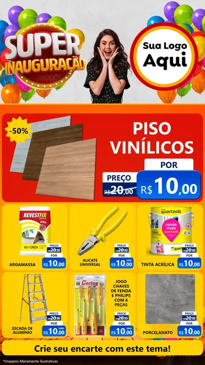 Modelo de Rede Social para Stories com o tema Super Inauguração para Material para Construção